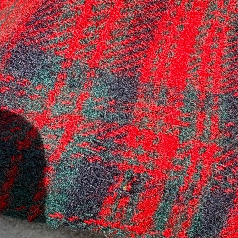 Vintage Pendleton Blanket Throw Red Navy Teal Grey Tartan plaid Virgin Wool READ - Picture 12 of 15